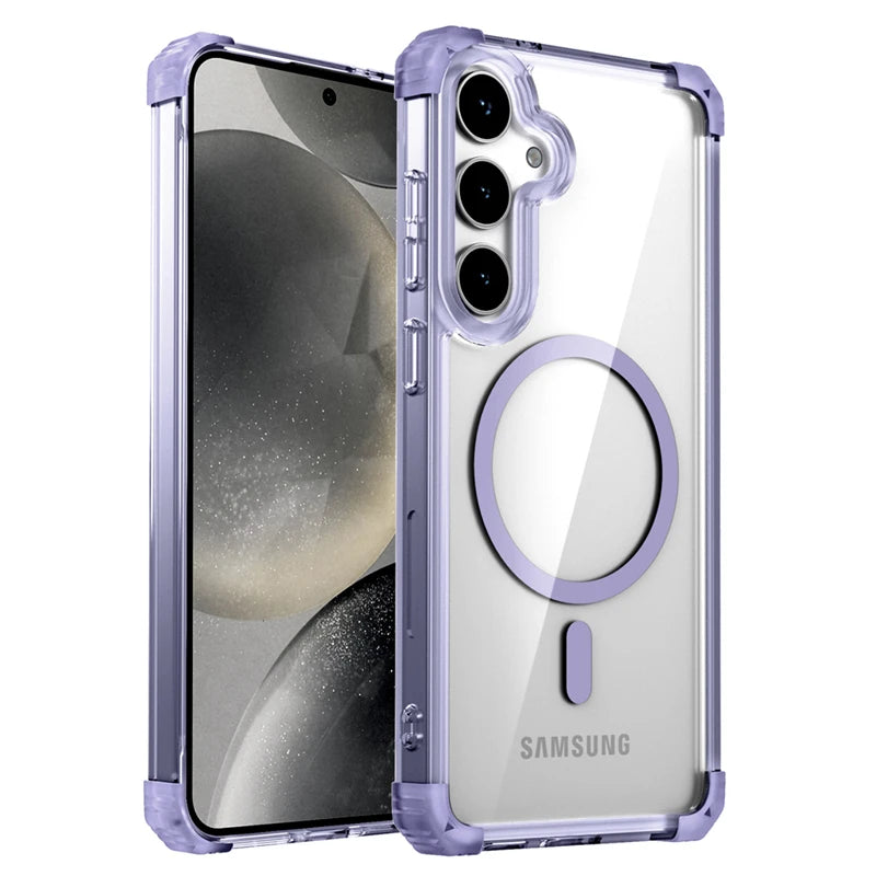 Shockproof Armor Transparent Case For Samsung Galaxy S26 S25 S24 S23 S22 Note 20 Ultra Plus FE S24FE S23FE Magsafe Charge Cover