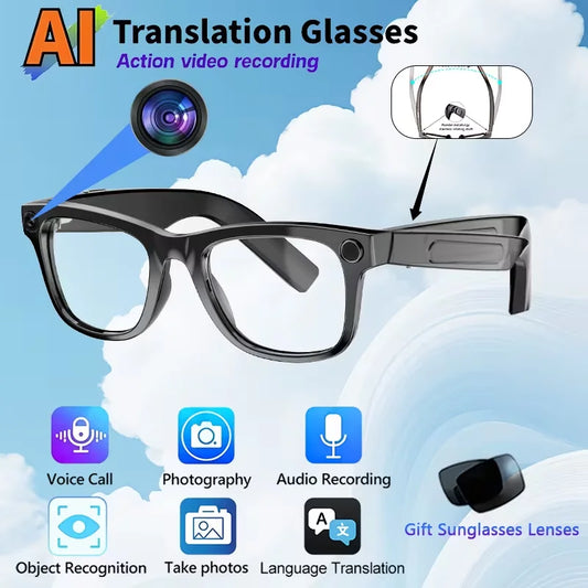 AI Smart Glasses 8MP – HD Camera, Video Recording & Voice Assistant