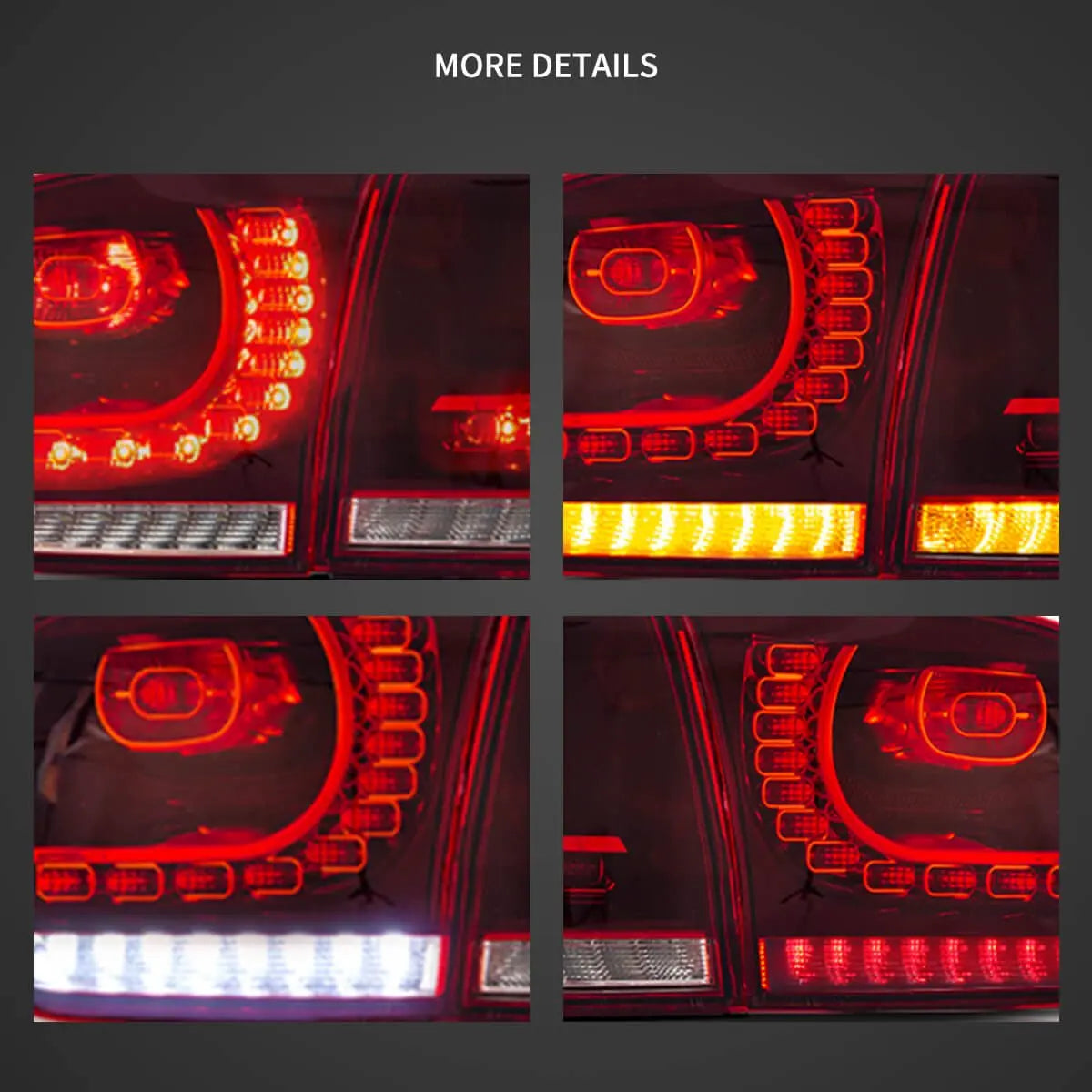 08-14 VW Golf 6th Gen Mk6 Hatchback Vland LED Aftermarket Tail Lights With Amber Sequential Turn Signal