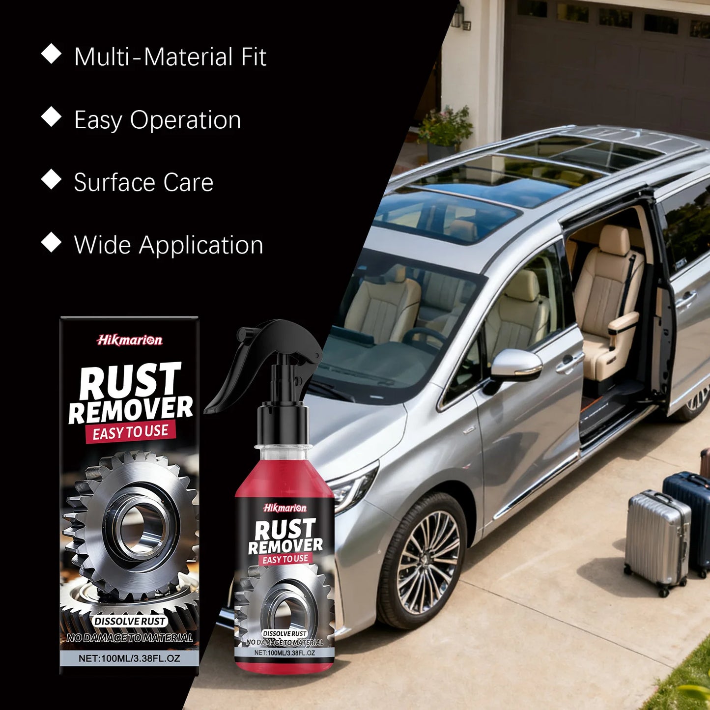 Car Wheel Rim Cleaner – Multi-Purpose Rust & Iron Remover Chrome Care Spray