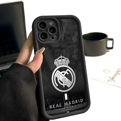 R-Real M-MadridE-S Phone Case Simple Solid Color Frosted Silicone For IPhone 17 16 13 12 15 14 Promax Plus All Inclusive Drop P