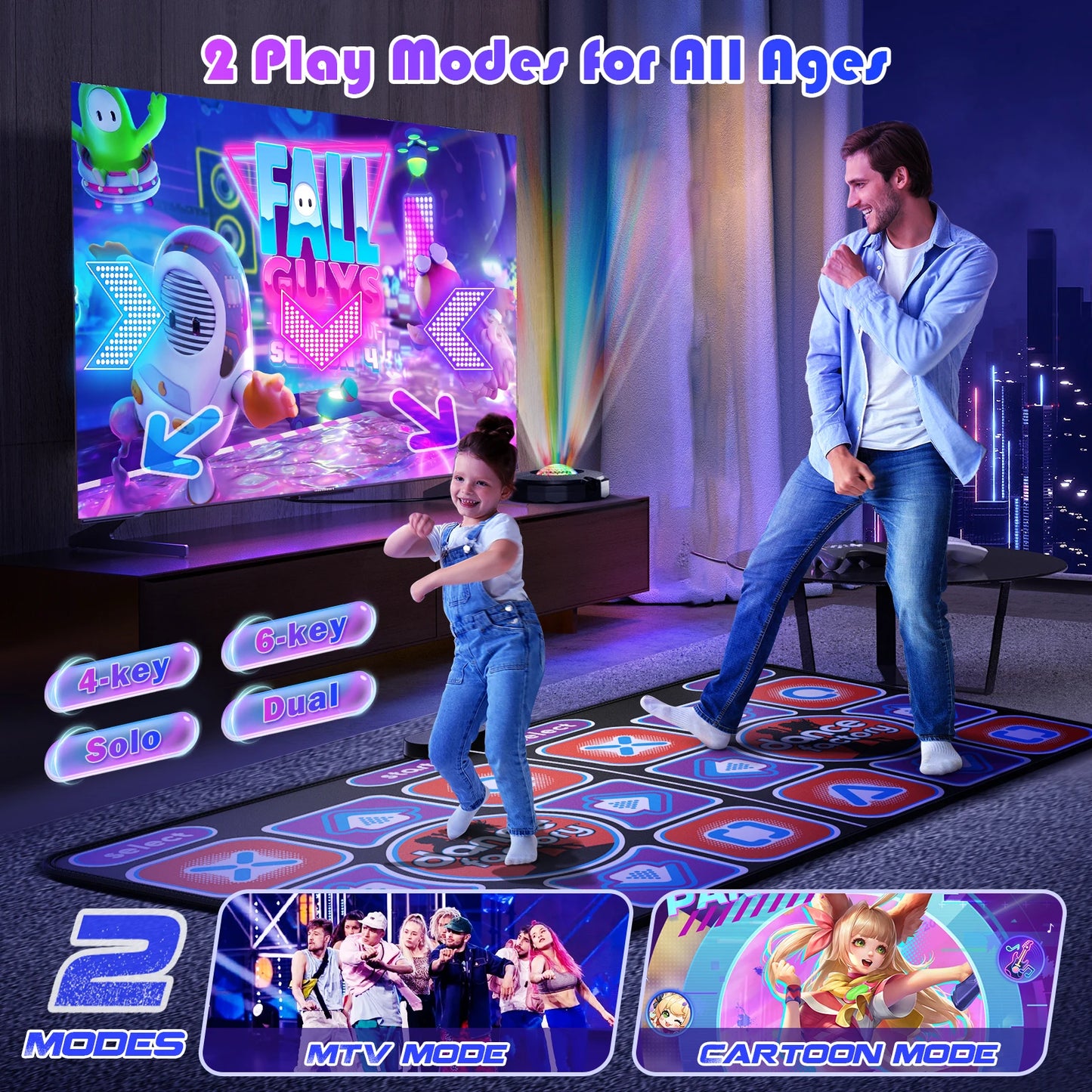 Double Dance Mat for TV – 2 Player Music Game Mat with Controllers
