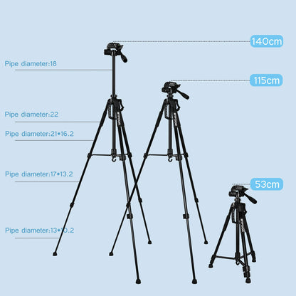 55” Aluminum Tripod Stand – 140cm Camera & Phone Tripod with Pan Head & Quick Release Plate
