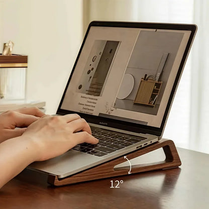 Portable Foldable Wooden Laptop Stand – Ergonomic 12° Angle, Ventilation Design