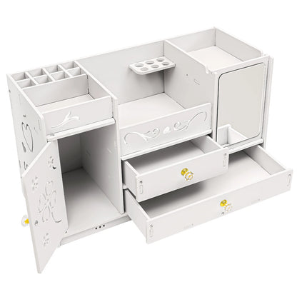 Cosmetic Storage Box, Clear Plastic Makeup Organizer with 2 Drawers, Acrylic Vanity Organizer for Lipstick Brushes Jewelry