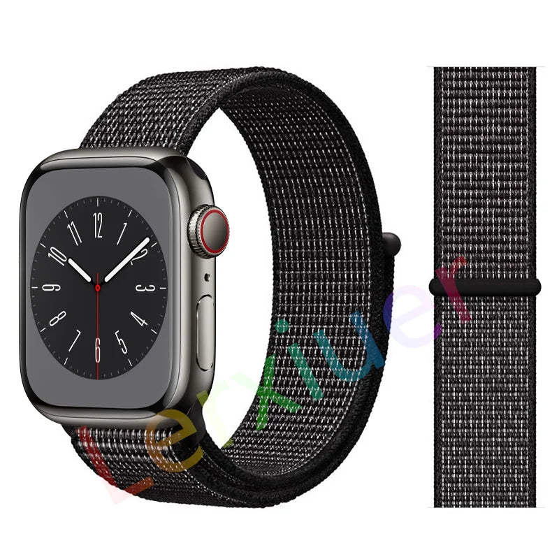 Nylon Loop Strap for Apple Watch Band 46mm 44mm 40mm 42mm 45mm 41mm 49mm 44 mm Bracelet iWatch Series Ultra 2 11 10 9 SE 7 6 5 4