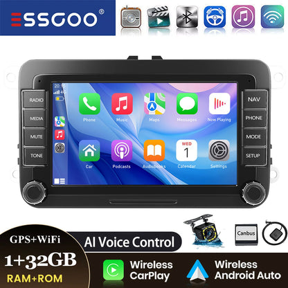ESSGOO 7" Android14 Carplay Car Stereo GPS NAV RDS FM BT for VW Golf 5 6 Passat Polo 6R Touran Tiguan Caddy EOS Jetta Seat Skoda