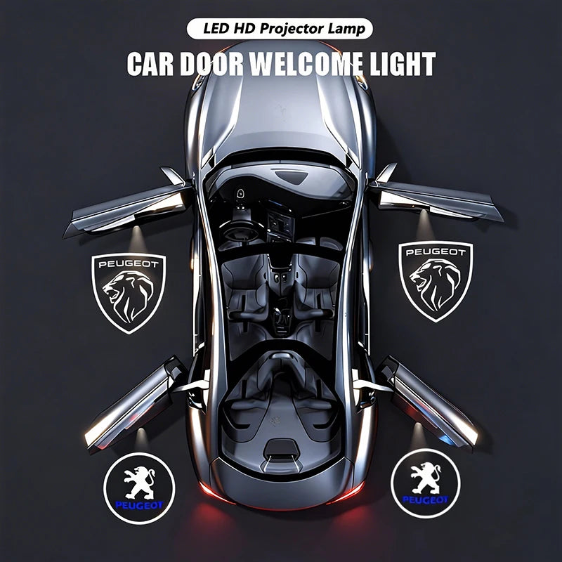 2Pcs Car Door Welcome Lights Projector Lamps Accessories For Peugeot 206 307 308 207 3008 208 407 508 2008 5008 301
