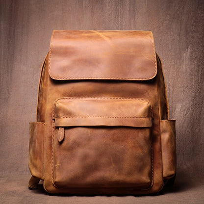 LUOKIR Genuine Leather Vintage Laptop Backpack