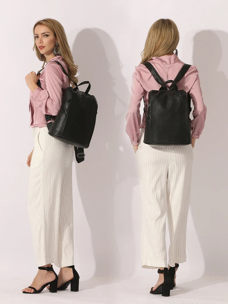 Zency Anti-Theft Genuine Leather Women’s Laptop Backpack