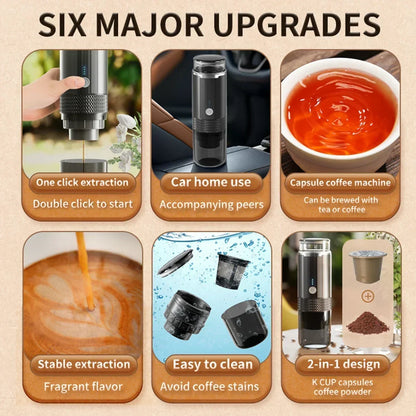 TINSOL Portable Coffee Maker Electric Capsule Grind Coffee Brewer is suitable for ground coffee and KCUP Capsule coffee capsules