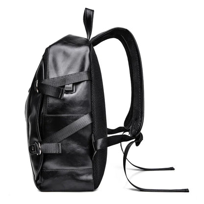 soft PU leather vintage casual backpack for men large capacity travel backpack male laptop shoulder bag waterproof work backpack