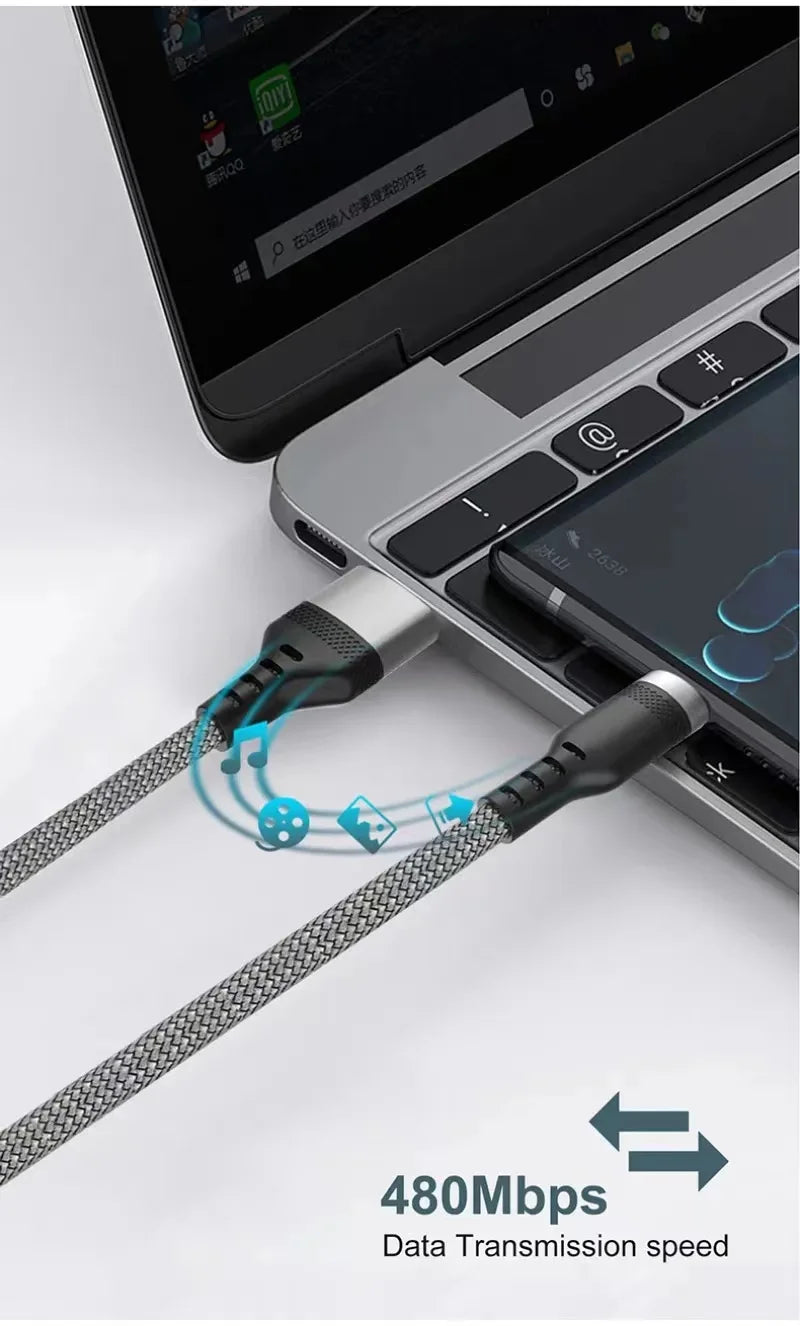 USB-C Fast Charging Cable 5A – Super Fast Charge for iPhone 15/16/17, Samsung, Huawei & More