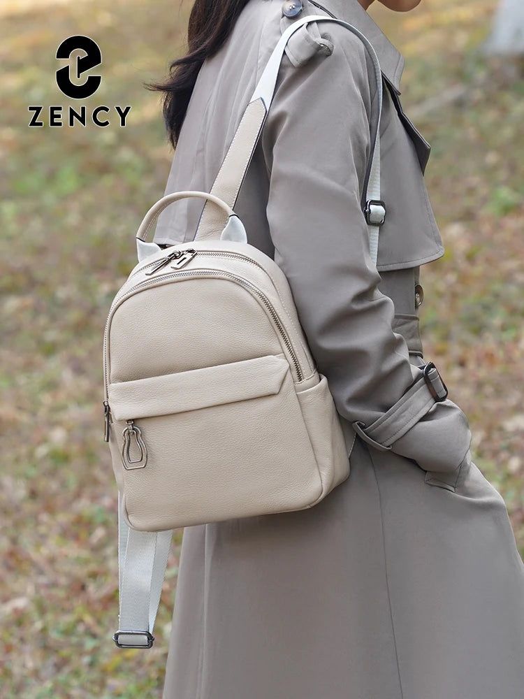 Zency 100% Genuine Leather Women’s Backpack – High Quality Travel, School & Commuter Bag