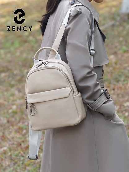 Zency 100% Genuine Leather Women’s Backpack – High Quality Travel, School & Commuter Bag
