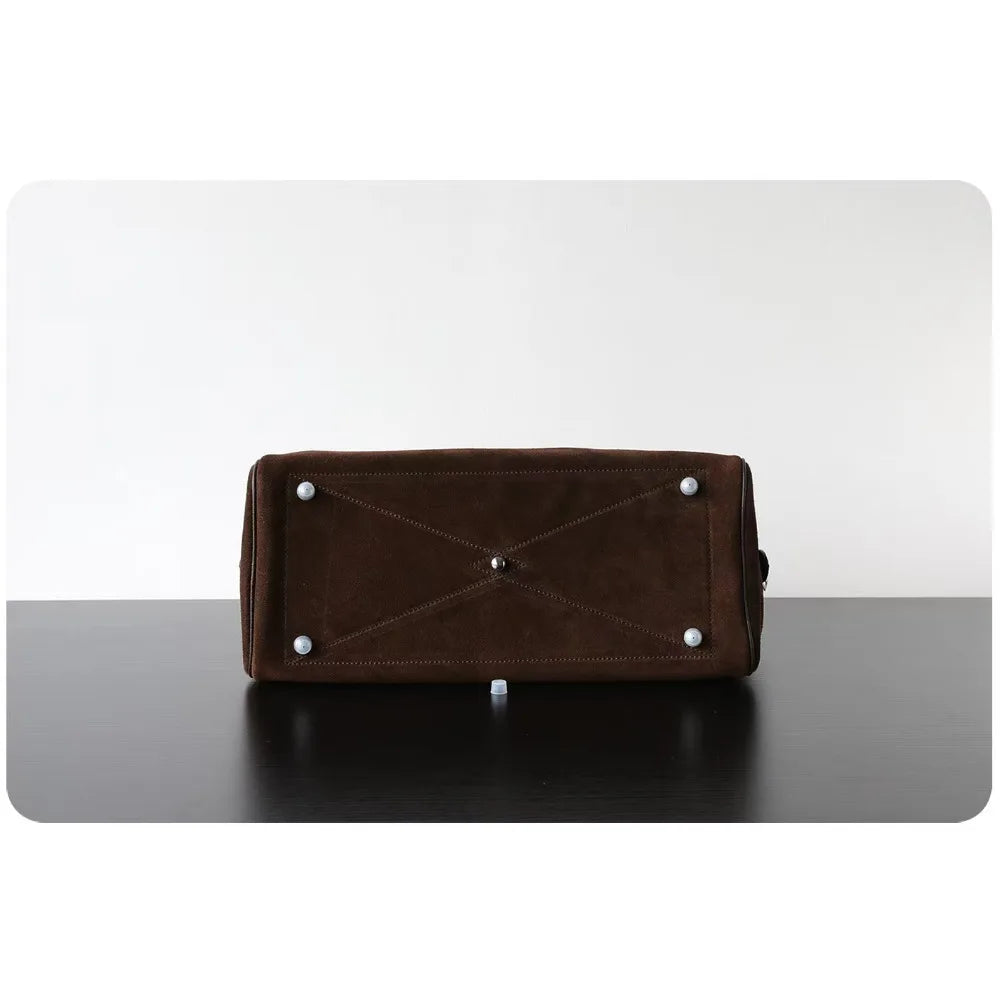 Premium Cowhide Boston Bag – Genuine Leather Large Capacity Women’s Bowling & Messenger Bag