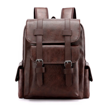 Large Capacity PU Leather Backpack Casual Business Computer Bag Travel Student Bookbag Outdoor Trip Backpack Men's City Simpl...