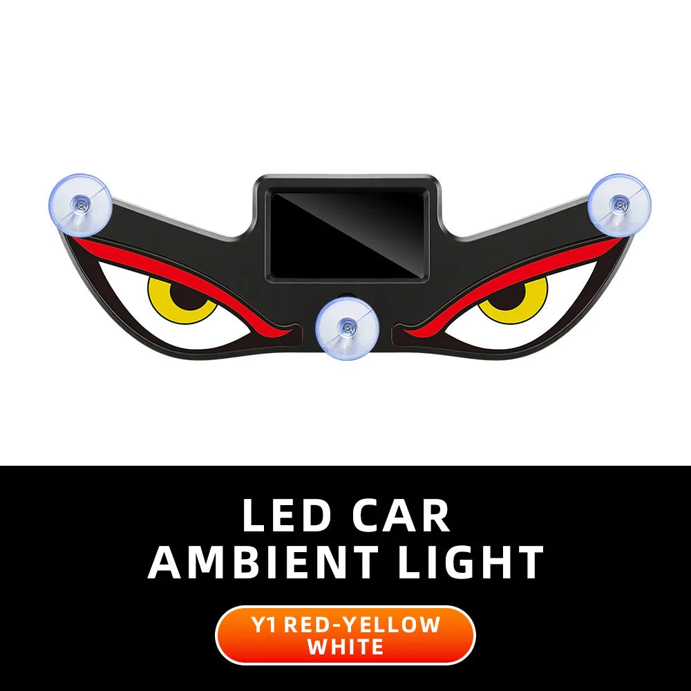 Cool DEMON EYE Ambient Light Solar Powered Breathing Neon Light Car Decoration Rear Windshield Atmosphere Lights Car Accessories