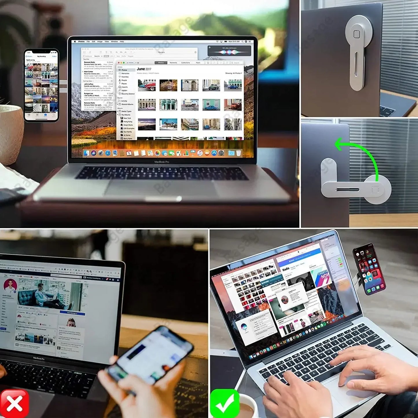 Magnetic Foldable Laptop & Phone Holder for Monitor Side Mount