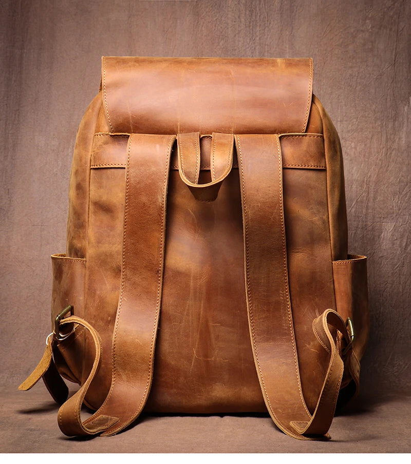 LUOKIR Genuine Leather Vintage Laptop Backpack