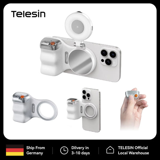 TELESIN Magnetic Phone Camera Shoot Hand Grip Universal Smart Phone Holder Shooting Aid  Remote Control Handle for Iphone Andriod