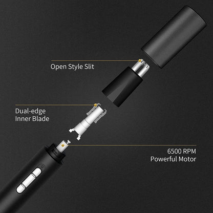 3-in-1 Electric Nose Hair Trimmer – USB Rechargeable Eyebrow & Facial Hair Remover (Aluminum Body)