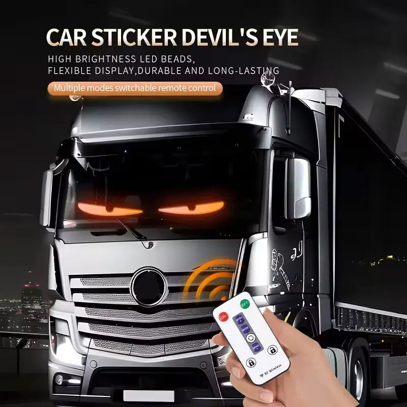 Devil Eye LED Pixel Panel Light – Remote Control Scrolling Display for Car & Truck 12V/24V