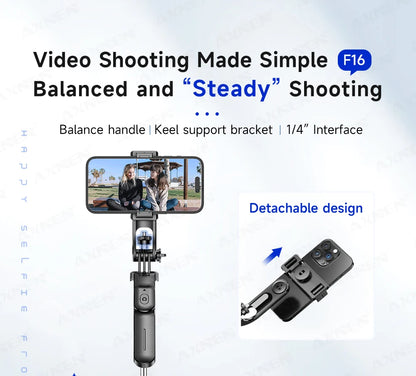 F16 Selfie Stick Tripod – 170cm Extendable with Bluetooth Remote & 360° Rotation