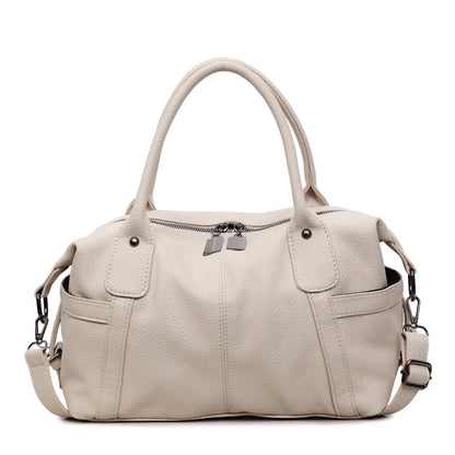 Luxury Women Shoulder Bag Soft Leather Retro Solid Color Crossbody Bags Large Capacity Handbags Fashion Travel Commuter Tote Sac