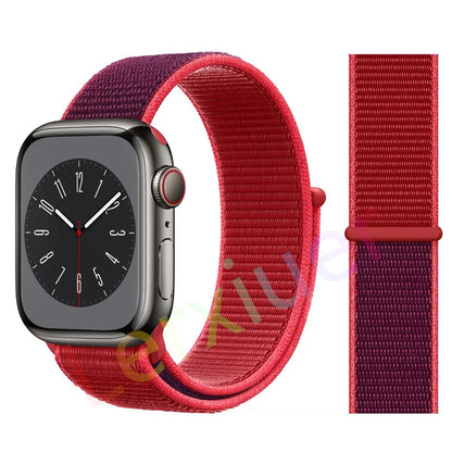 Nylon Loop Strap for Apple Watch Band 46mm 44mm 40mm 42mm 45mm 41mm 49mm 44 mm Bracelet iWatch Series Ultra 2 11 10 9 SE 7 6 5 4