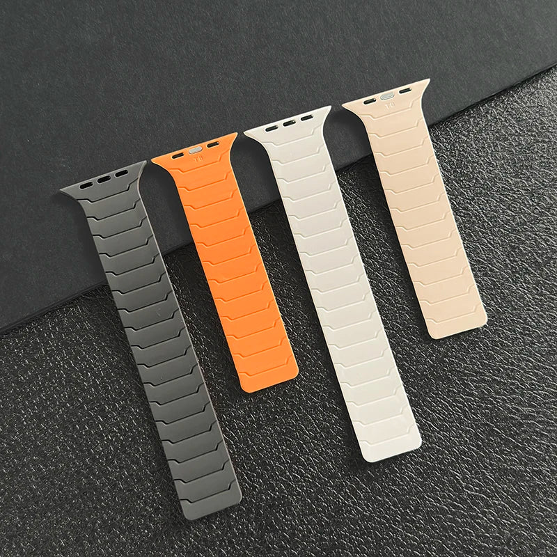 Magnetic Silicone Strap for Apple Watch – Adjustable Band (38–49mm, Ultra & Series Compatible)