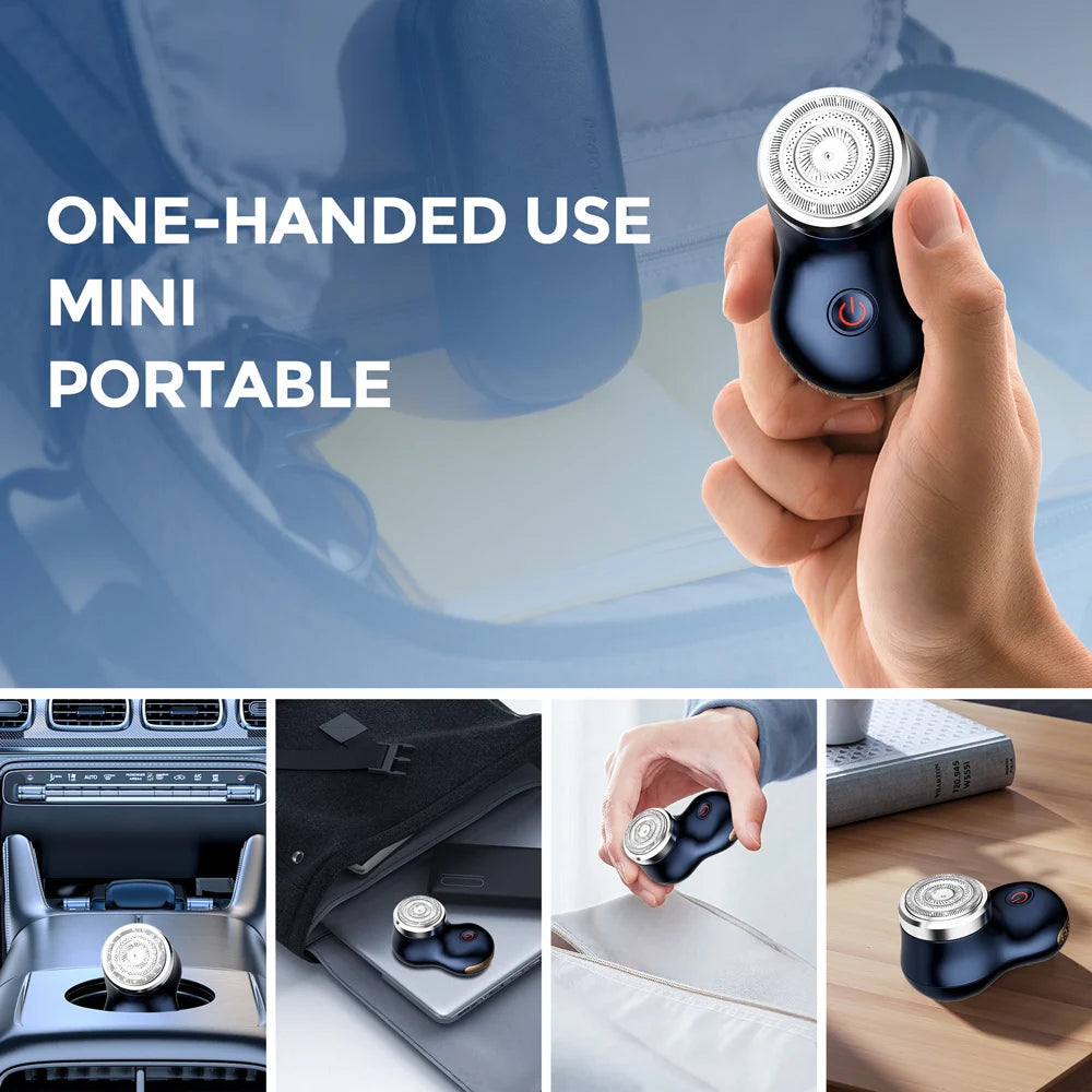 Sejoy Men Shaving Tool Usb Rechargeable Portable Electric Shaver with Led for Men Waterproof Mini Travel Rotary Razor