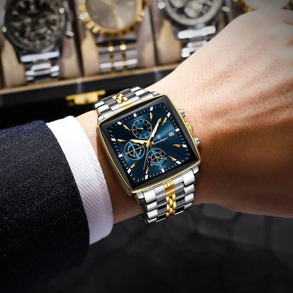POEDAGAR Men’s Waterproof Chronograph Watch – Stainless Steel Quartz Watch