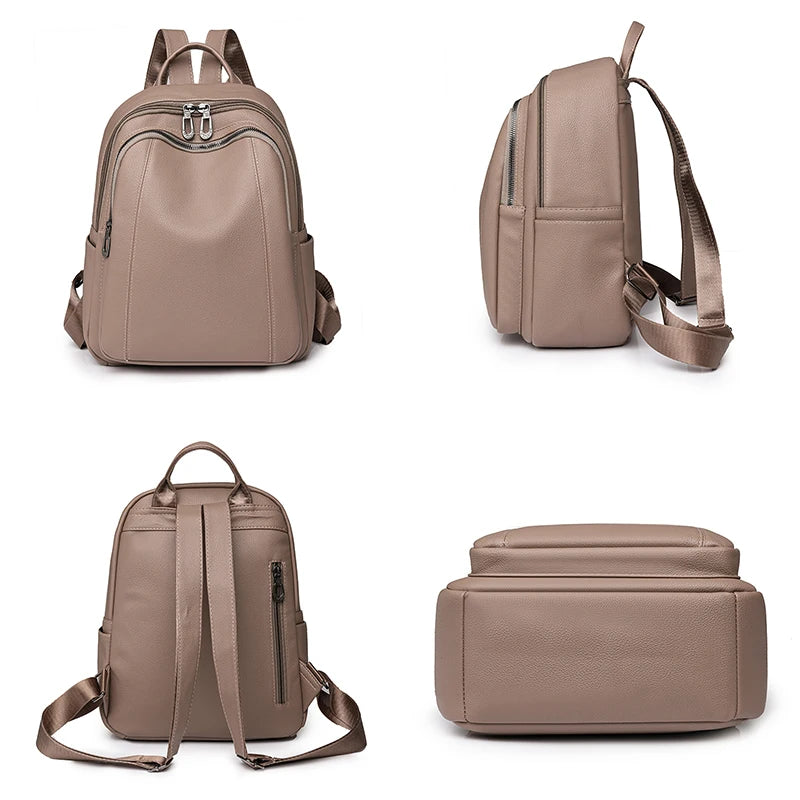 High Quality Vintage Leather Women’s Backpack – Large Capacity School & Travel Bag