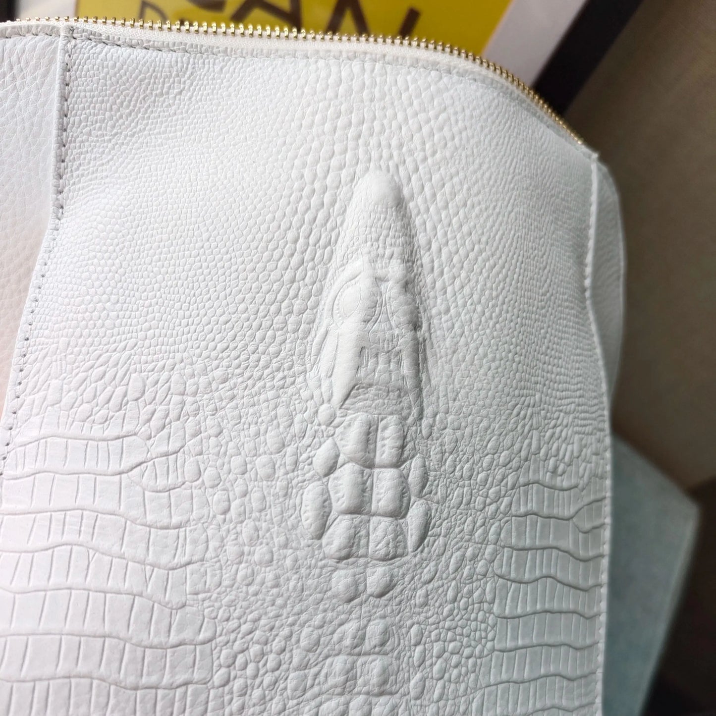 Zency 100% Genuine Leather White Crocodile Pattern Women’s Backpack – Luxury A4 & Laptop Bag