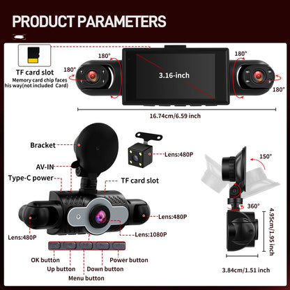 1080P 4-Camera Dash Cam – Full Protection Recording System