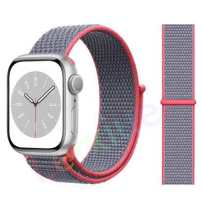 Nylon Loop Strap for Apple Watch Band 46mm 44mm 40mm 42mm 45mm 41mm 49mm 44 mm Bracelet iWatch Series Ultra 2 11 10 9 SE 7 6 5 4