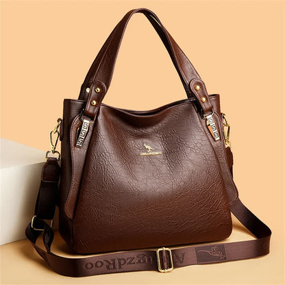 Genuine Soft Leather Women’s Handbag – Large Capacity Top Handle Shoulder & Crossbody Bag