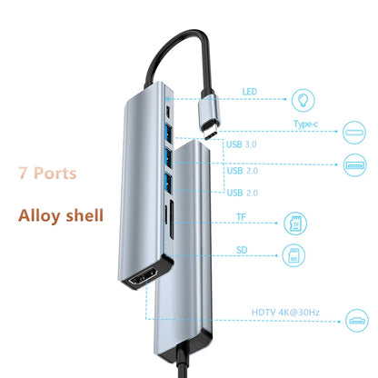 USB-C Hub Adapter – 4K HDMI, SD/TF Card Reader, USB 3.0 & Charging Dock for MacBook & Devices