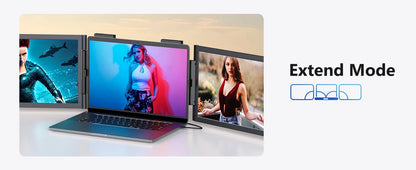 Amoudo 14” Dual Portable Monitor – FHD 1080P IPS Triple Screen for Laptops (USB-C)