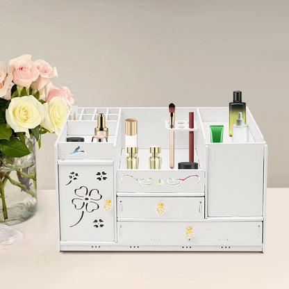 Cosmetic Storage Box, Clear Plastic Makeup Organizer with 2 Drawers, Acrylic Vanity Organizer for Lipstick Brushes Jewelry