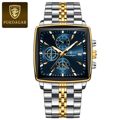 POEDAGAR Men’s Waterproof Chronograph Watch – Stainless Steel Quartz Watch