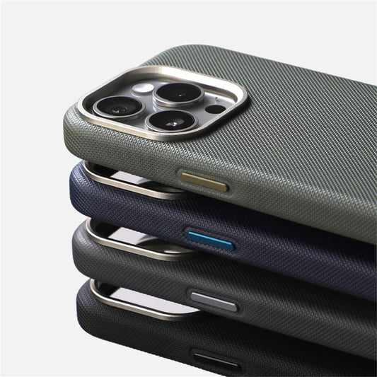 Luxury Alloy Lens Frame Leather Magnetic Case – MagSafe Compatible for iPhone 17/16/15/14/13 Pro Max