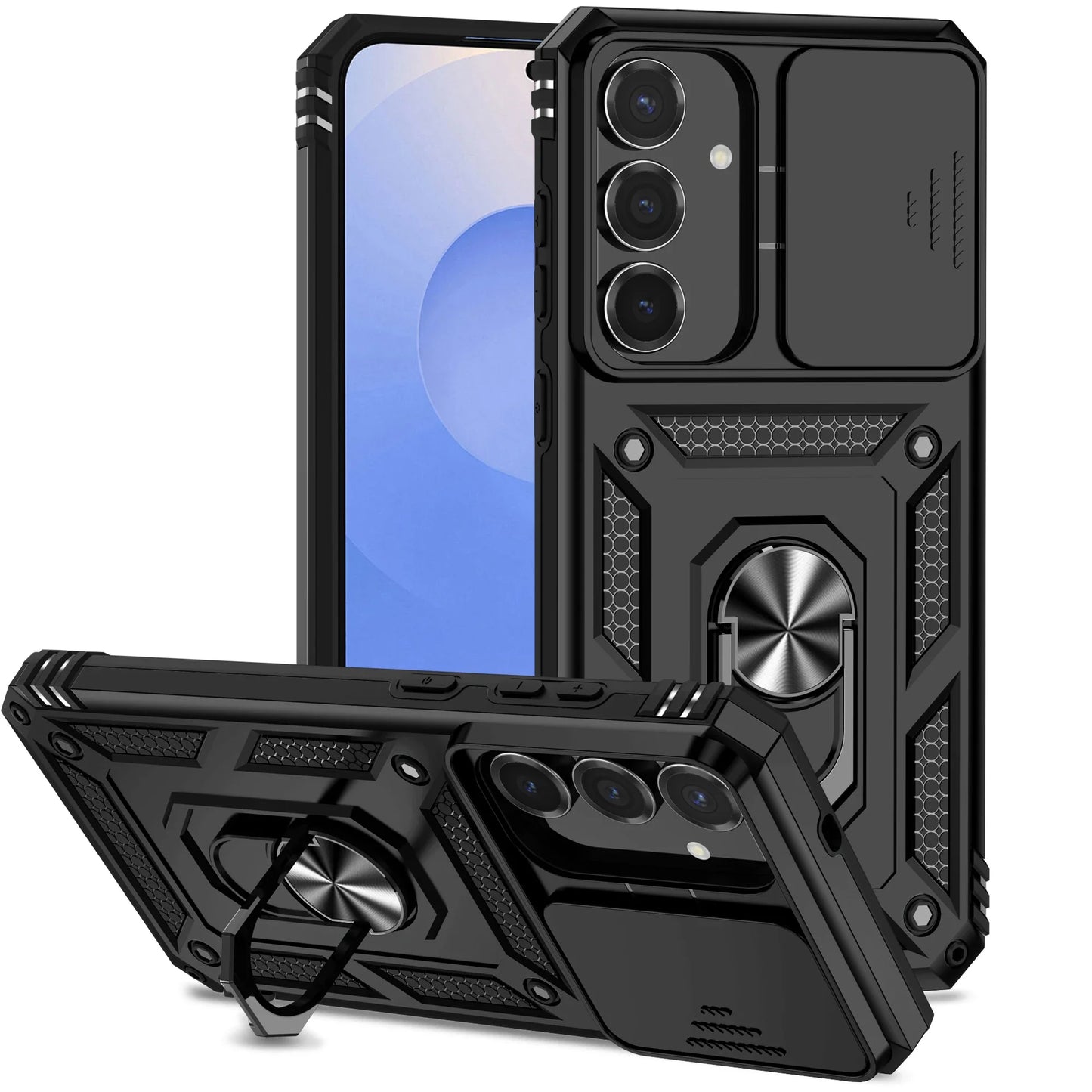 Armor Case For Samsung Galaxy S25 FE S25Edge A17 A07 A56 A26 A36 A16 A06 S25FE Coque Ring Holder Shockproof Lens Protect Cover