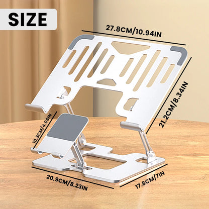 MultiFunctional Stand With Foldable Enhances Ventilation Adjustable Laptop Stand With Adjustable Phone Mount for Office Homes