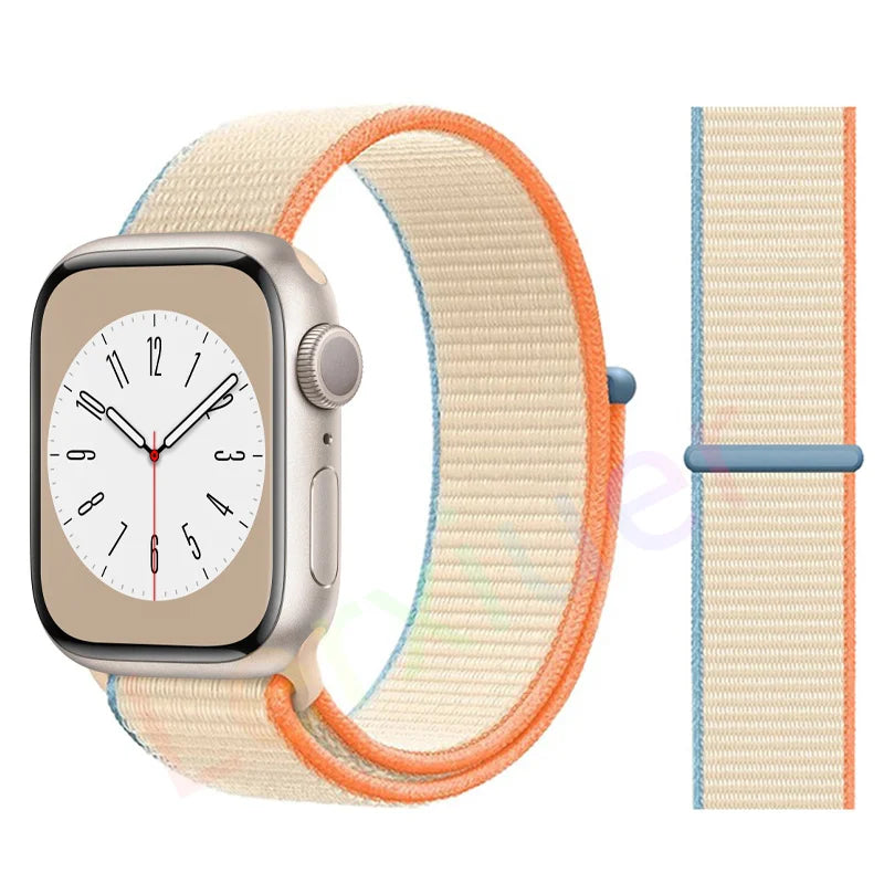 Nylon Loop Strap for Apple Watch Band 46mm 44mm 40mm 42mm 45mm 41mm 49mm 44 mm Bracelet iWatch Series Ultra 2 11 10 9 SE 7 6 5 4