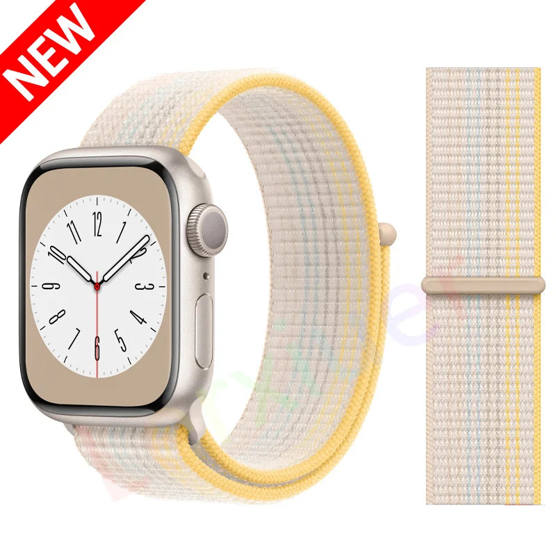 Nylon Loop Strap for Apple Watch Band 46mm 44mm 40mm 42mm 45mm 41mm 49mm 44 mm Bracelet iWatch Series Ultra 2 11 10 9 SE 7 6 5 4