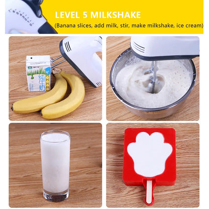 Electric Food Cake Dough Mixer DIY Set 7 Speed Control Beaters 1.7L Rotating Mixing Bowl Kitchen Multi Blender 100W EU plug