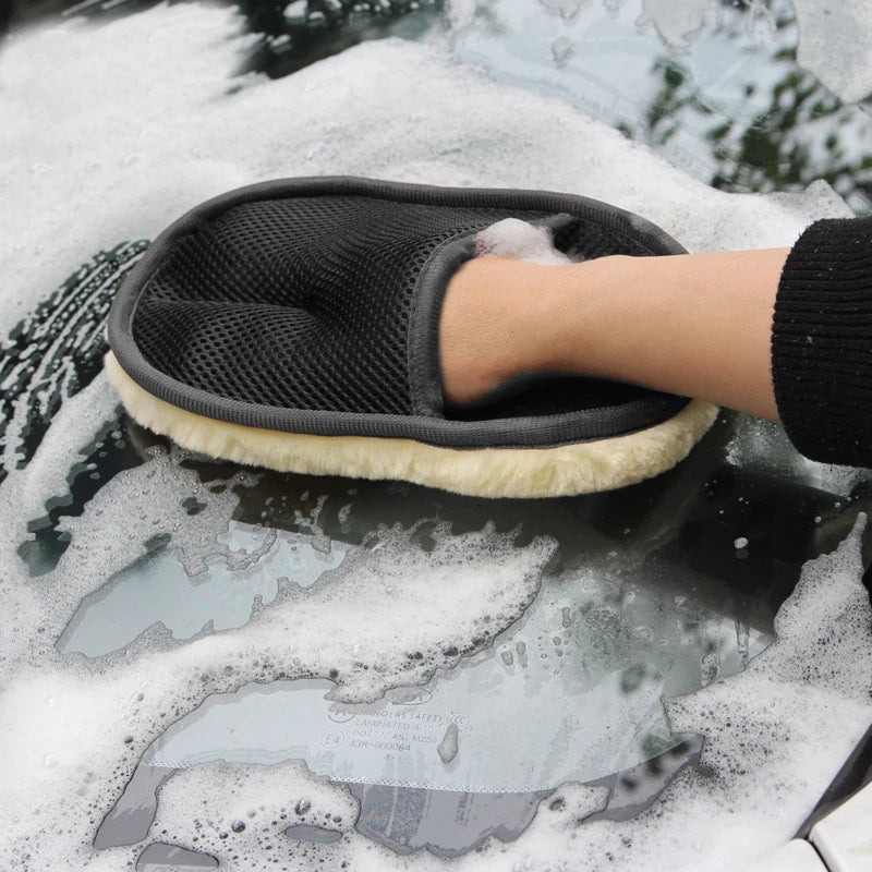 Soft Wool Car Wash Gloves – Plush Cleaning Mitt for Car & Motorcycle Care