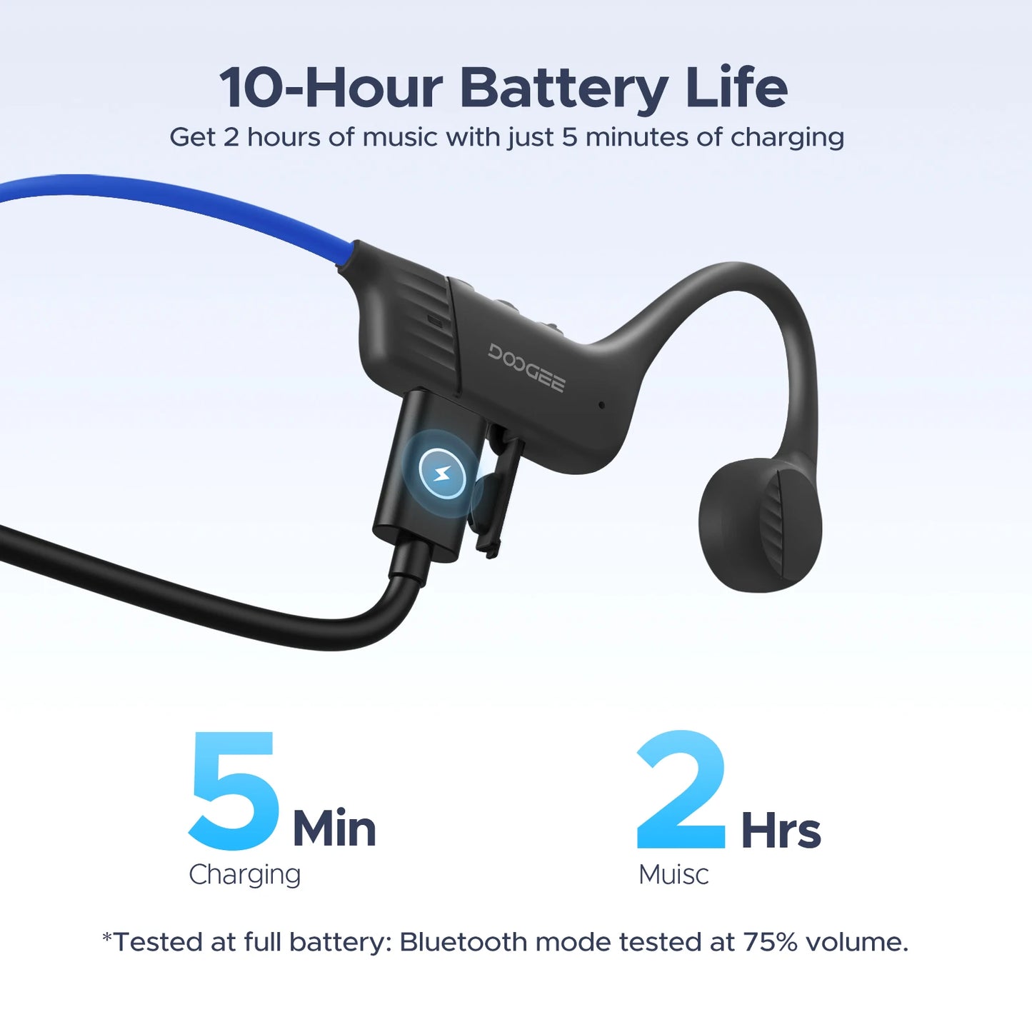 DOOGEE BoneBeat Run Bone Conduction Headphones Ear Hook  Bluetooth 5.4 Wireless Earphone Waterproof Headset For Swimming